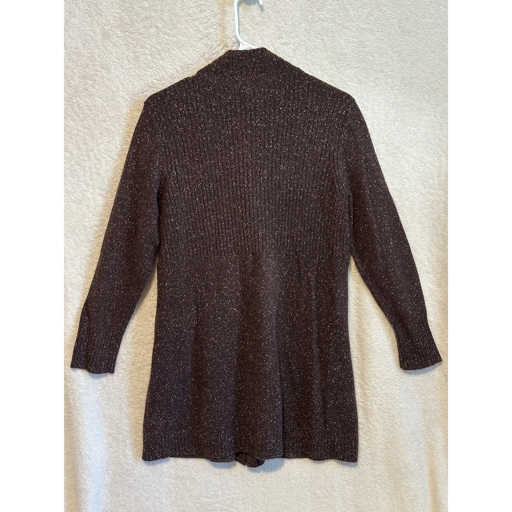 EILEEN FISHER Sweater Women Medium Long Wool Angora Silk Cardigan Brown Speckled - Picture 8 of 12